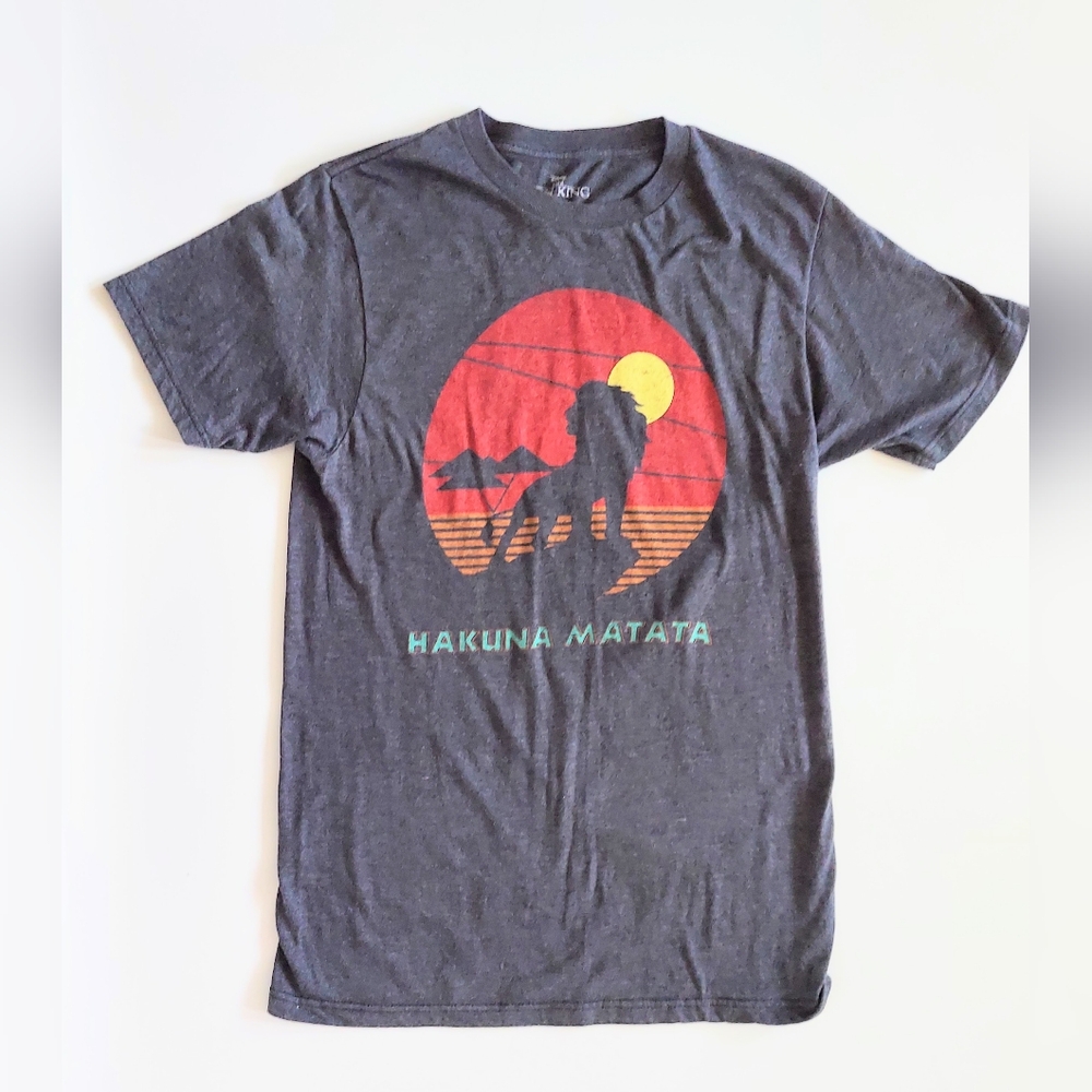 Disney Hakuna Matata Lion King Short Sleeve T Shirt Gray Size Adult Small